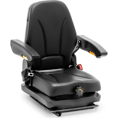 Asiento de tractor 42 x 47 cm suspensión regulable acero recubierto de polvo de PVC espuma sintética negra 140009936
