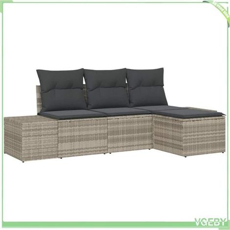 Ensemble de canapé de jardin - FAFEICY - Modulaire - Gris clair - Résistant aux intempéries - 3 places (1/5)