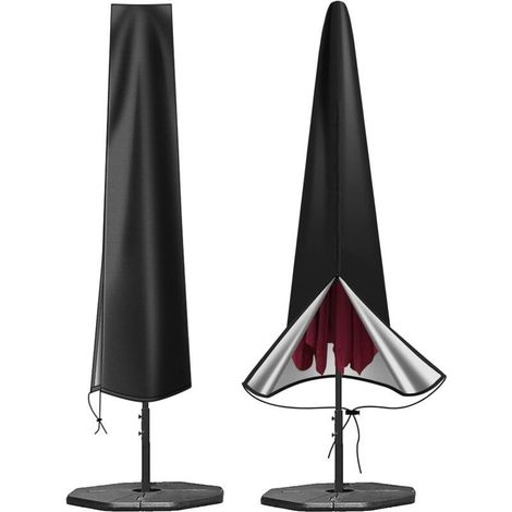 Housse de Parasol imperméable en Tissu Oxford 600D avec Fermeture éclair (190 x 30 x 50 cm), pour Parasol d'extérieur de Jardin de 2 m, 2,2 m, 2,3 m, 2,4 m, 2,5 m, 2,7 m, 2,8 m, 3 m (Noir) (1/4)