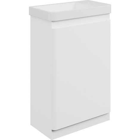 Signature Lucille Floor Standing 1-Door Vanity Unit with Basin 550mm Wide - Matt White (1/2)