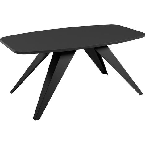 Mesa de centro Oswego 117, Negro, 48x60x120cm, Diámetro: 0, Aglomerado laminado, Angular