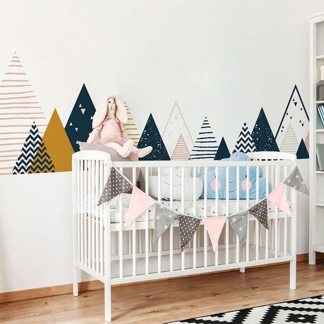 Stickers muraux enfants - Décoration chambre bébé - Autocollant Sticker mural géant enfant montagnes scandinaves VENKA - 70X115cm (1/5)