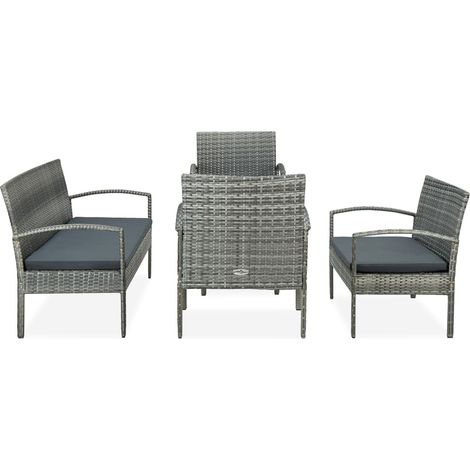 Maison Exclusive - 5-tlg. Garten-Lounge-Set mit Auflagen Poly Rat (1/5)