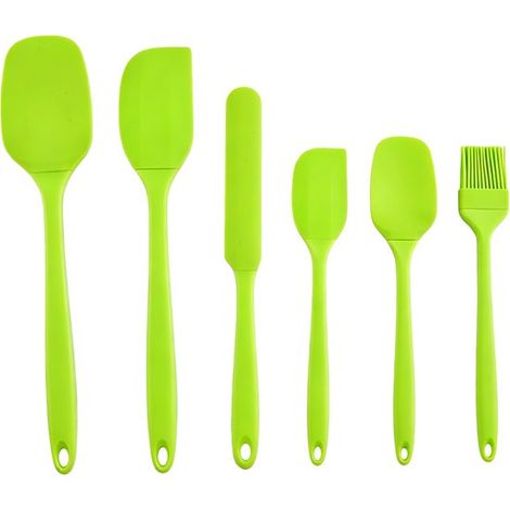 Set di 6 spatole in silicone, resistenti al calore fino a 315 °C, flessibili e antiaderenti, adatte al contatto con gli alimenti e senza BPA, ideali per la cottura al forno, colore blu. (1/5)