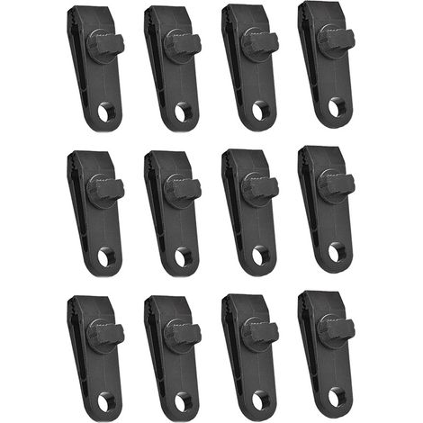 Clips de tente réutilisables en nylon, résistants au vent et à fixation par pression, pour le camping en extérieur. Lot de 12.