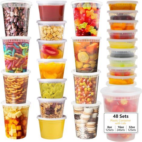 Boite Hermetique Alimentaire, 48pcs Boite Plastique Alimentaire, 12 X 950ml  24 X 470ml  12 X 240ml, Conservation (1/5)
