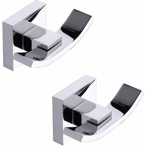 Badezimmer-Handtuchhaken, Doppelhaken, poliertes Chrom-Finish, 2er-Set