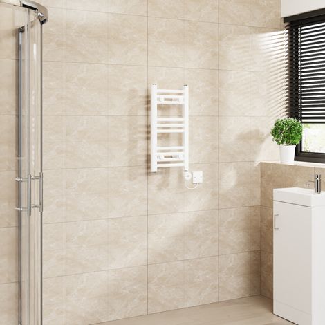 Touch Screen Thermostatic Towel Rail Curved White 600x300mm