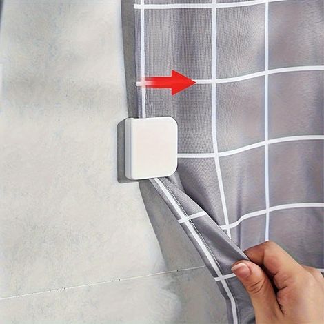 Juego de 2 clips para cortinas de puerta – Sujetadores de cortinas para baño, ducha, bañera y viajes, color blanco, 2 unidades
