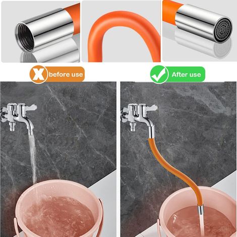 Flexible Tube De Robinet De Cuisine Tuyau De Pulvérisation d'Extension Rallonge Anti-Éclaboussures Rotative - Orange (1/5)