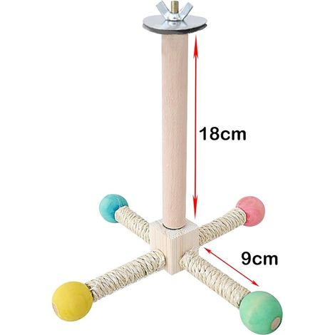 Jouets pour Oiseaux en Bois Aire de Jeux pour Oiseaux Le Carrousel Perroquet Jouet de Cage d'Oiseau avec 4 Perches (1/4)