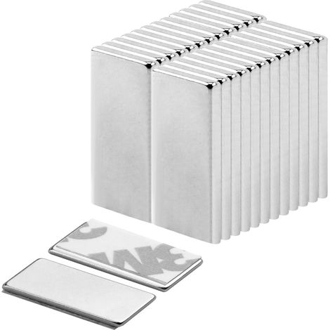 24 Pièces Aimants Adhésifs Puissants 20 × 10 × 2 mm, Aimants Puissant Neodyme Adhésifs Extra Forts, Magnets Rectangulaires Néodyme pour Tableau Blanc, Réfrigérateur Cuisine Artisanat Bricolage Photos (1/5)