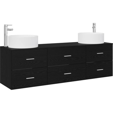 Bathroom Furniture Set 3 pcs Black 49.5 x 44.5 x 65.5 cm vidaXL (1/5)