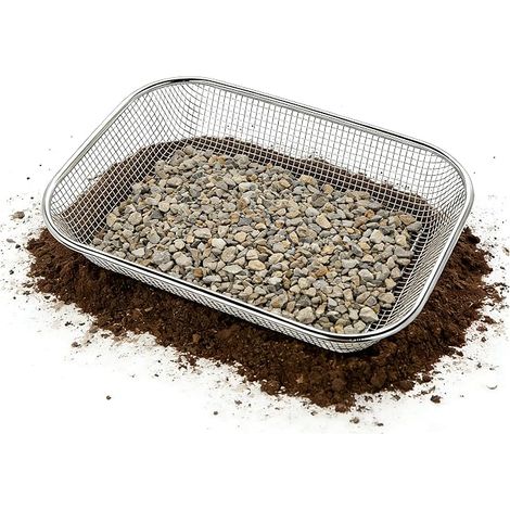 Tamis de terre en maille pour plantes succulentes, sable, tamis de jardinage pour filtrer les petits graviers et le sable, outil de jardinage pour compost, plateau à graines, un pour graines Argent L (1/5)