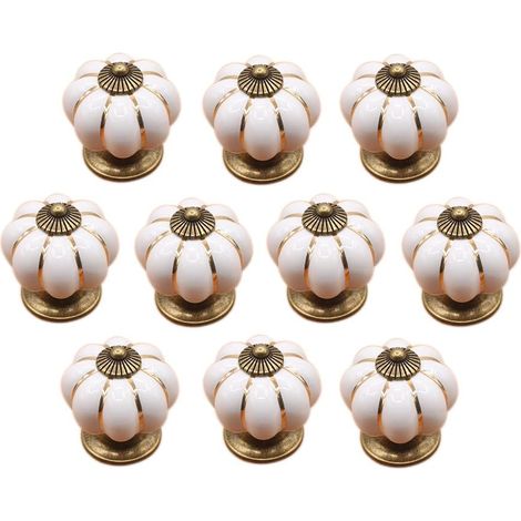 10 x Ceramic Drawer Knobs Pumpkin Shape Furniture Knob for Kitchen Drawers and Cupboards,Ceramic Pumpkin Shape Handle Knob Dresser Kitchen Cabinet Cupboard Drawer Handles,Ceramic Drawer Knobs Furnitur (1/5)