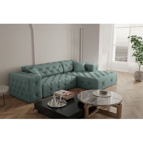 Ecksofa Designersofa CHANTAL in Stoff Opera Velvet Saphir Ottomane Rechts (1/5)