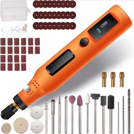 Longziming – Outil multifonction sans fil – Mini kit Dremel multifonctionnel – Meuleuse 3 vitesses – Avec 113 accessoires – Rechargeable par USB-C pour la gravure, le polissage, le perçage et le meula