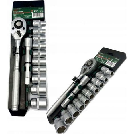 Coffret Douilles - Cliquet 12 Pièces - Embases 6 Pans 10 à 24 mm - Pour Atelier Domestique et Professionnel - 1 Unité
