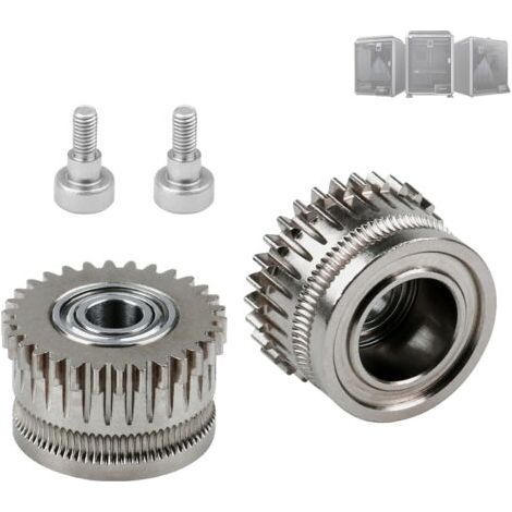 K1 Max Extruder-Upgrade xirbbo Extruderzahnräder 2 Stück Motor K1 Max Extruderzahnrad-Kit für K1 / K1 Max / K1C vernickelter gehärteter Stahl 3D-Drucker Zubehörteile (1/5)