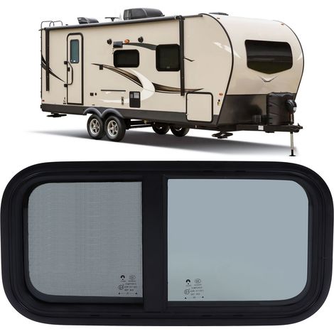 Fenêtre coulissante à coins arrondis 600300 mm avec moustiquaire, adaptée aux camping-cars, aux véhicules de loisirs et aux véhicules de chantier (TFC00026) (1/5)