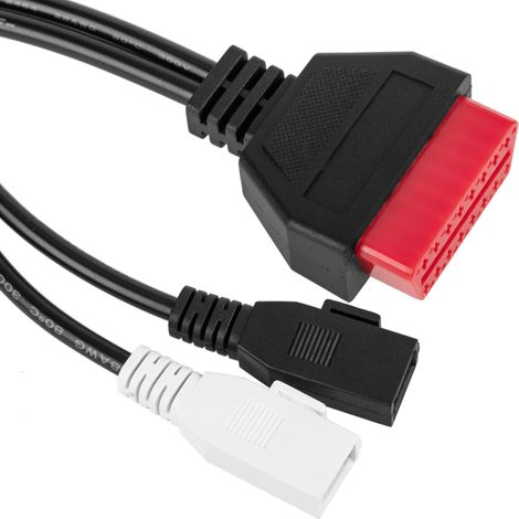 BeMatik - Cable de diagnóstico OBD2 2 pin doble macho rojo compatible con Audi