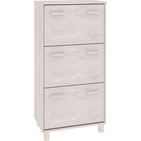 Meuble à chaussures HAMAR, blanc, 59,5 x 35 x 117 cm, bois de pin (1/5)
