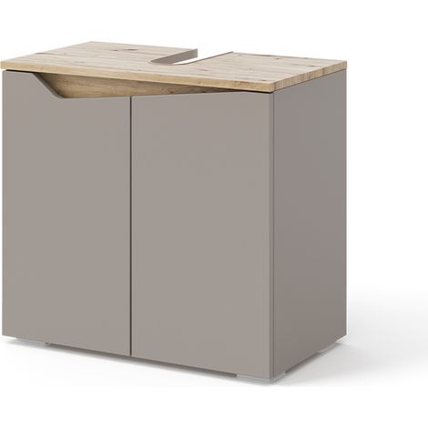 Mueble bajo lavabo Marelle, Gris, 60 x 57.5 cm con 2 puertas, Vicco (1/5)