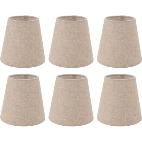 Abat-jour Lin - Diamètre 14 cm - Hauteur 13 cm - Compatible Ampoule E14 - Pour Lustre Lampe Table Lampadaire - Lot de 6 (1/5)
