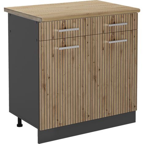 Mobiletto base per cucina R-Line, Rovere artigianale, 80 cm , PL Rovere, Vicco