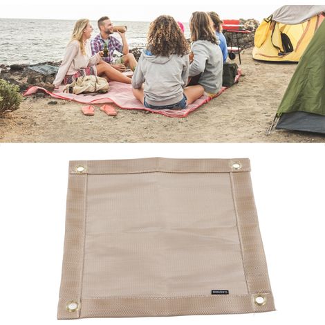 [Fibra ignífuga] Alfombrilla ignífuga de fibra de vidrio de alta temperatura, 30 x 30 cm, ideal para barbacoas, acampadas y picnics, incluye bolsa de almacenamiento. (1/5)