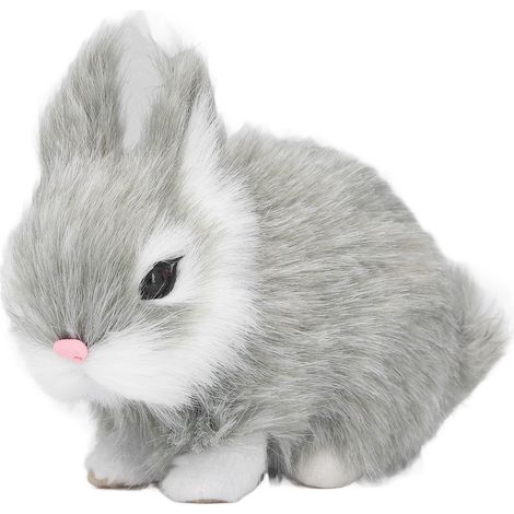 Lapin en Peluche Miniature Décoration de Table Doux et Durable Gris (1/5)