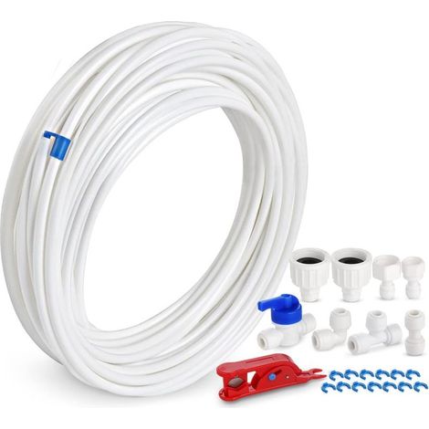 Kit de Frigo Tuyau D\'alimentation en Eau Universel 15M, Tuyau D\'alimentation en Eau avec Raccord de Connecteur pour Réfrigérateur Samsung Double Porte de Style Européen Tuyau D\'eau 6,35mm,1/4 (1/5)