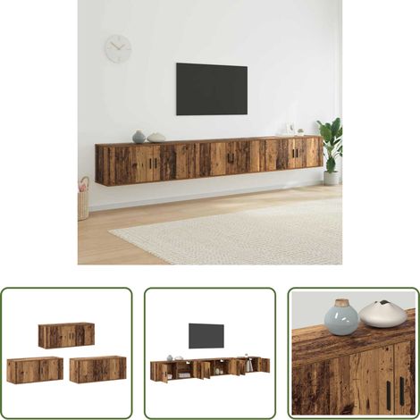 Wohnzimmermöbel - Wand-TV-Schrank Set 3 pcs Altholz 100 x 34,5 x 40 cm (1/5)