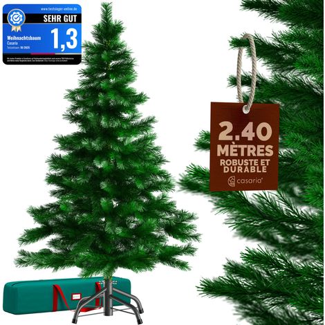 Casaria – Sapin de Noël artificiel 240 cm – Support inclus – Matériaux PVC et PE – 1057 branches pour une densité optimale