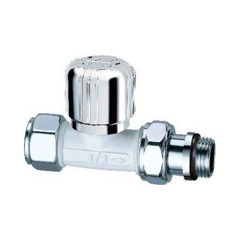 Vanne thermostatique droite chromée en blanc