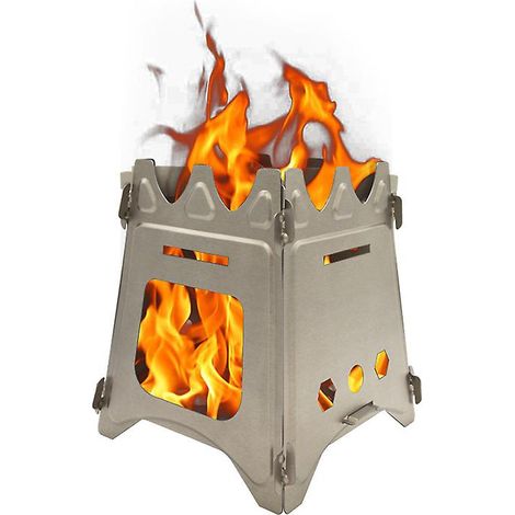 Réchaud à bois pliable ultraléger en titane, idéal pour le camping et les pique-niques. (1/5)