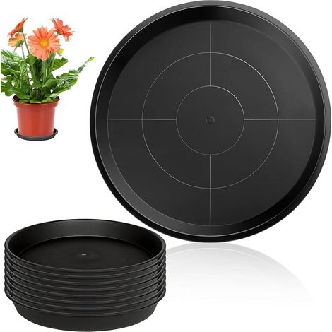 8 Pièces Soucoupe Pot Fleur, Rond Soucoupes pour Plantes, PP Dessous de Pot de Fleur, Noir, avec Une Texture Antidérapante, pour Balcon, Salon, Bureau, Jardin (1/5)