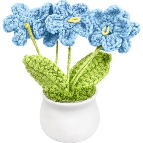Fiori blu fatti a mano all'uncinetto - Decorazione floreale artificiale per casa e ufficio (1/5)