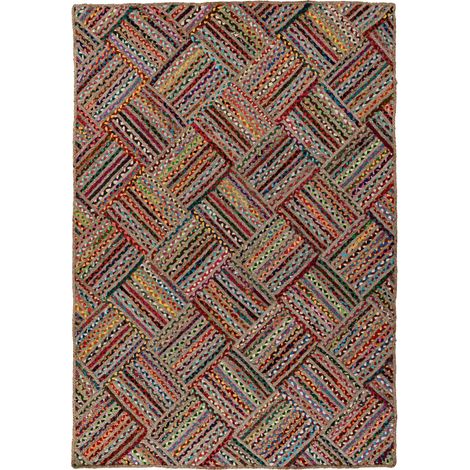 Tapis multicolore tissé main en coton et jute - 150 x 80 cm (1/5)