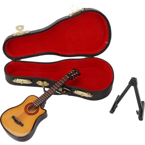 Basswood and Metal Miniature Electric Guitar Model Mini Musical Instrument Ornaments13cm Cutaway Guitar (1/5)