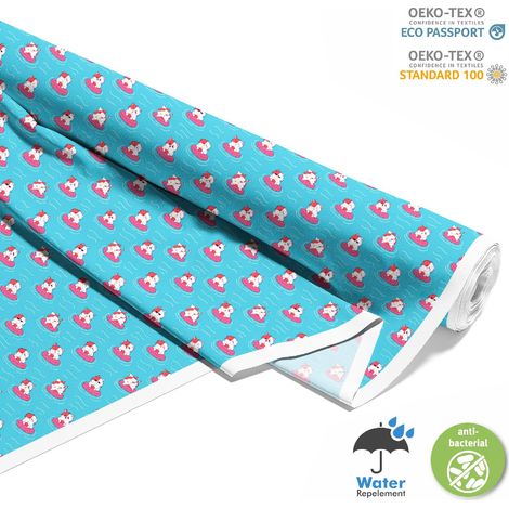 TESSUTI DECORATIVI PER ESTERNI OXFORD - Motivo gattino in cerchi rosa che nuotano I DR153 (1/5)