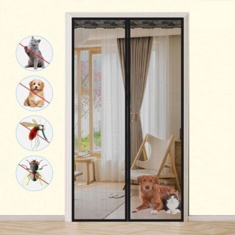 Rideau de porte magnétique noir 110 x 210 cm pour portes et fenêtres – protection contre les moustiques et les mouches (1/5)