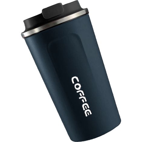 Minimalistischer Isolierbecher aus schlichtem Edelstahl 304 mit intelligenter Temperaturanzeige, tragbarer Autobecher, zweite Generation, blau – 380 ml (1/5)