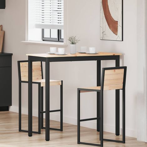 Vidaxl – Table de bar en bois de pin massif 110 x 55 x 105 cm – Pieds en métal – Usage intérieur – Design moderne et élégant