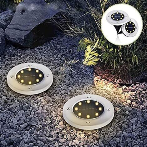 4er-Set Solar-Bodenleuchten mit 8 LEDs, verbesserte, hellere Lampenperlen, Solar-Gartenleuchten, Scheibenleuchten, wasserdichte Gartenleuchten (1/3)