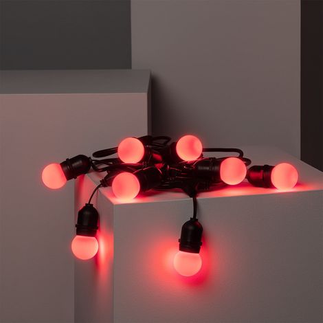 Guirnalda Exterior con Bombillas LED E27 Casquillo Gordo 5.5m IP65 Negro Rojo