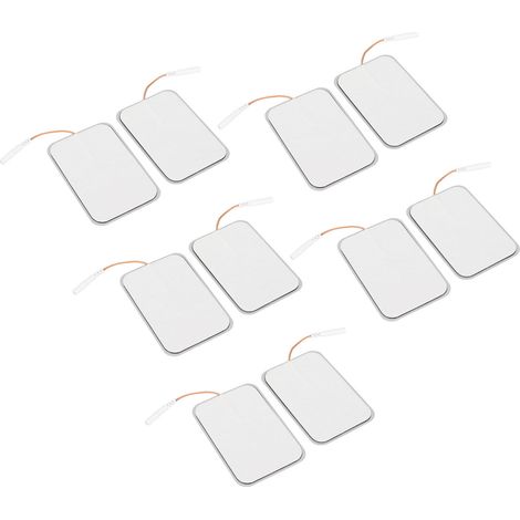 Lot de 10 électrodes rectangulaires auto-adhésives de rechange pour appareil TENS, 2,5 mm / 0,1 pouce (1/5)