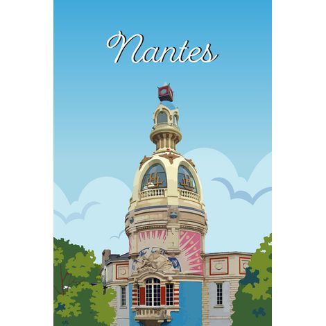 Tableau sur toile illustration Nantes 30x45 cm - Impression sur Toile Murale Décorative - Image imprimée en HD sur Toile - Toile sur Châssis en Bois FSC - Fabriqué en France (1/5)