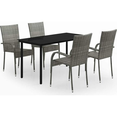 Maison Exclusive - Set Mobili da Pranzo per Giardino 5 pz Grigio e Nero (1/5)