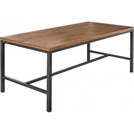 Table repas 180 cm bois rustique métal noir industriel - FACTORY (1/5)
